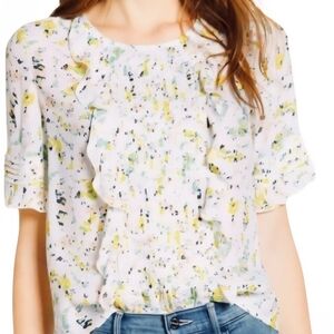 Lucky Brand Pastel Floral Ruffle Blouse